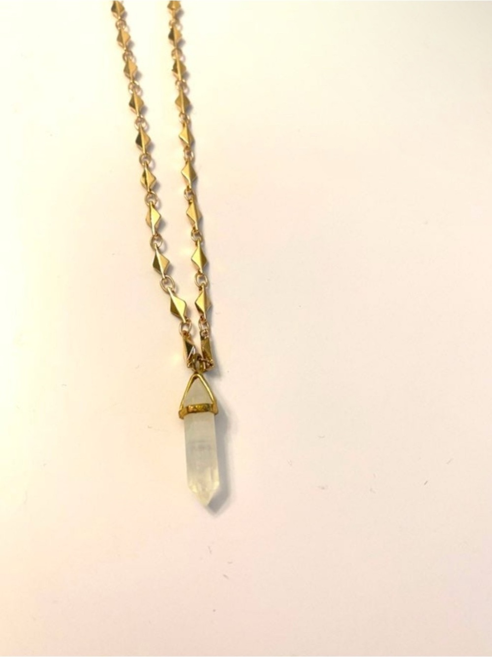crystal quartz chain necklace, Genuine Stone Pendant necklace